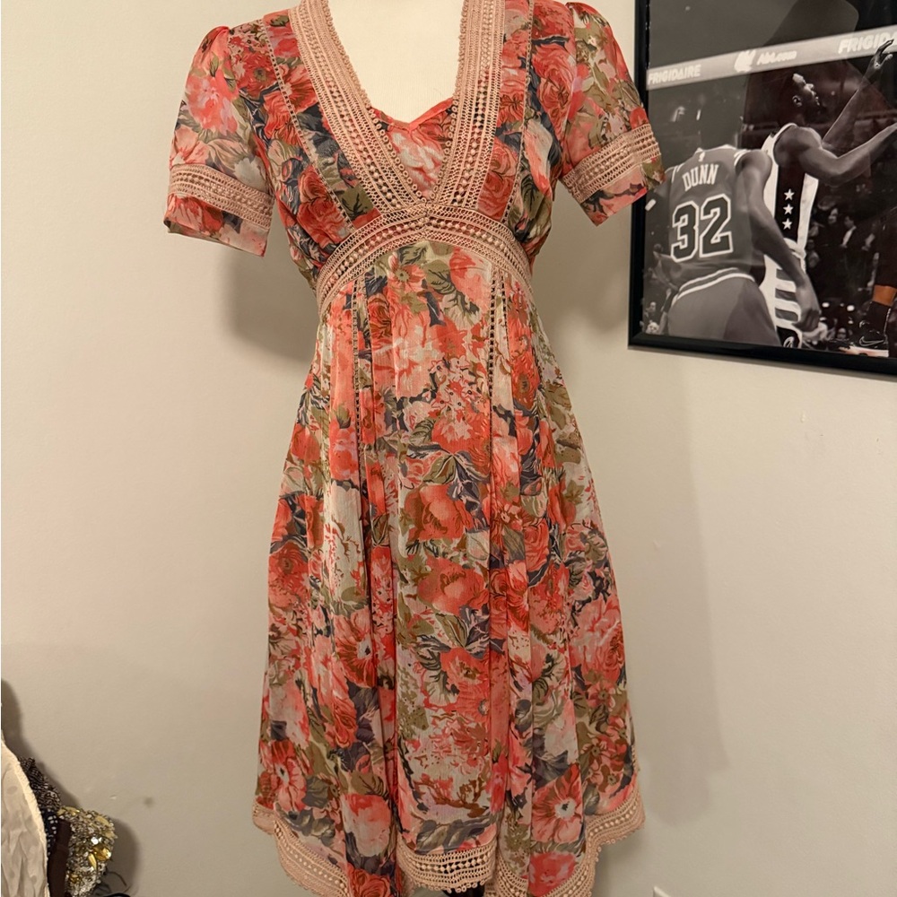 Anthropologie Floral Pink Dress Ranna Gill 2P nwt!